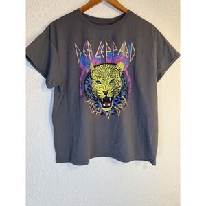 Def Leppard High 'n' Dry Graphic Tee, XXL Plus, 2023 Licensed Rock Cropped Shirt